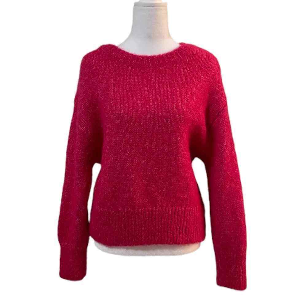 H&M Premium Alpaca & Wool Blend Hot Pink Pullover Knit Sweater